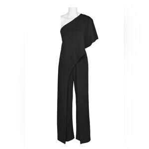Adrianna Papell One Shoulder Asymmetrical Cape Jumpsuit Black Women’s 4